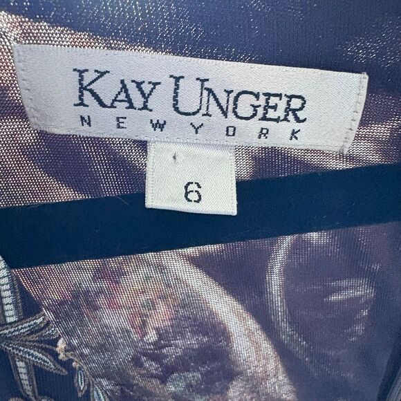 Kay Unger Floral Equestrian Midi Stretch Wrap Dress Retro V-Neck - Picture 6 of 6